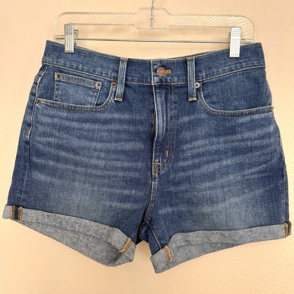 J Crew High Rise Denim Shorts Womens 28 Blue Cuffed Stretch
